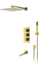Душевая система для ванны и душа DK встраиваемая термостатический с изливом матовое золото Bayern.Liszt (DA2515607A04)